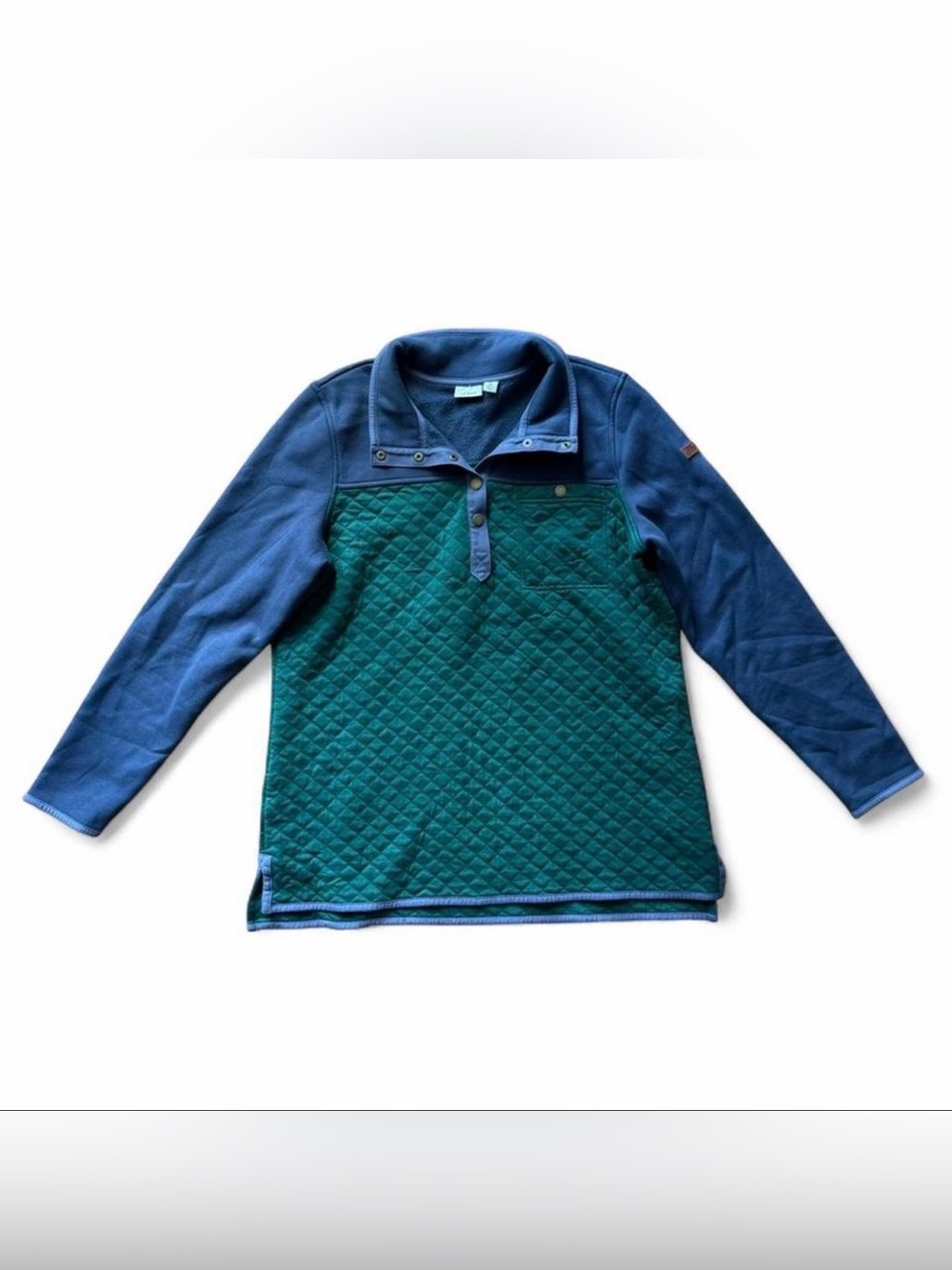 L.L.Bean Women’s Quilted Quarter Snap Colorblock Pullover Size XL Regular